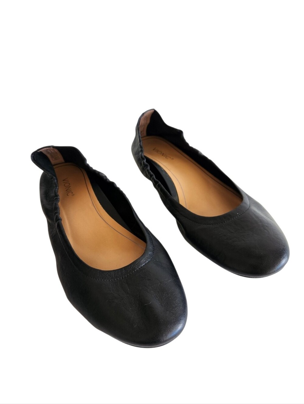Vionic Alexa Black Nappa Soft Leather Ballet Flats Women's Size 11